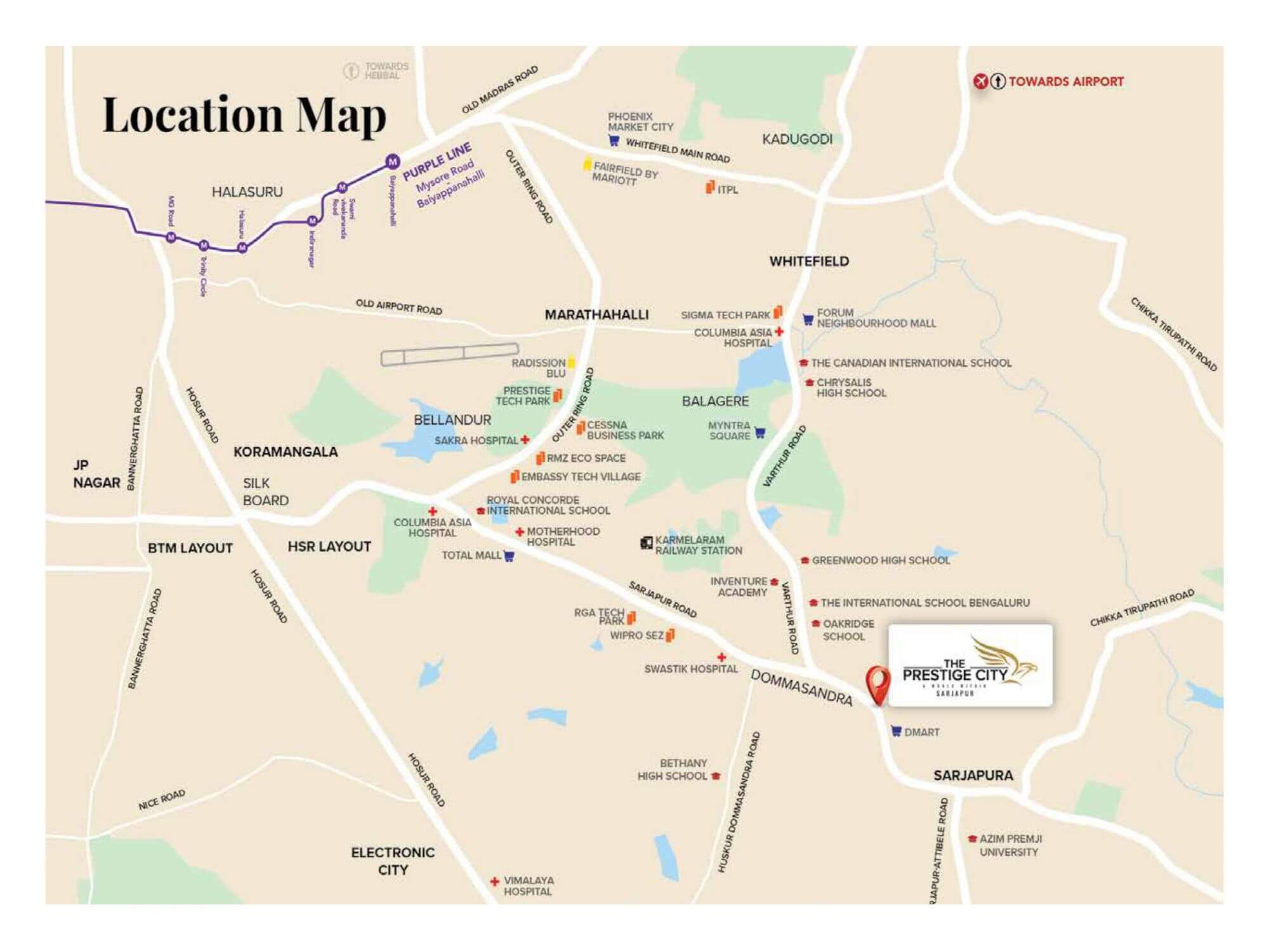 Prestige Great Acres - The Prestige City Location Map